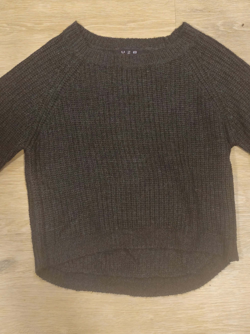 U2B Charcoal Grey Chunky Ribbed Knit Pullover Sweater - Size M